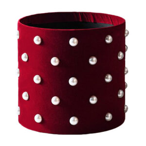 BOX-M6-02 Virágdoboz gyönggyel díszített bársony bevonatú [21,5cm/21,5cm] bordó