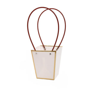 BOX-P2-111 Virágtáska arany széllel - 10 darab/csomag [13cm x 9,5cm x 15,5cm] fehér/arany