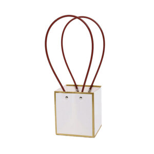 BOX-P6-111 Virágtáska arany szegéllyel - 10 darab/csomag [13cm x 11,5cm x 10,5cm] fehér/arany