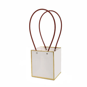 BOX-P7-111 Virágtáska arany szegéllyel - 10 darab/csomag [15cm x 13cm x 12,5cm] fehér/arany