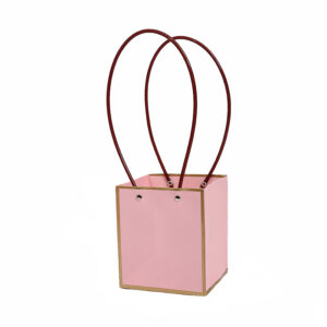 BOX-P7-165 Virágtáska arany szegéllyel - 10 darab/csomag [15cm x 13cm x 12,5cm] púder rózsaszín/arany
