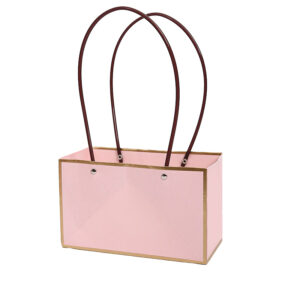 BOX-P8-165 Virágtáska arany szegéllyel - 10 darab/csomag [13,5cm x 22cm x 10,5cm] púder rózsaszín/arany