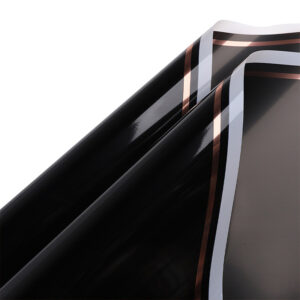 FOL-CD-87-171 Rose gold csíkos szegélyű íves fólia csomagoló - 20 ív/csomag 57cm x 57cm fekete