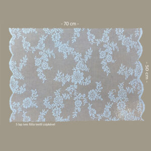 FOL-CK-78-111 Textil csipkével kombinált íves fólia csomagoló - 5 ív/csomag 70cm x 50cm fehér