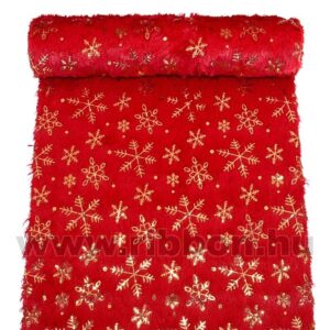 SZORH-28-001/014 Karácsonyi szőrme anyag [28cm x 2,5m] piros/arany