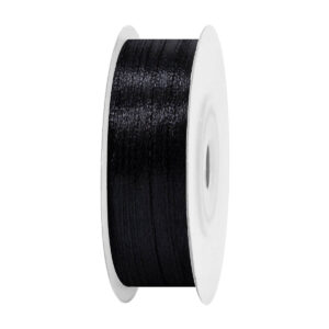 SS-SZ-03-045 Sima szatén szalag egyszínű [3 mm x  45,72 méter] fekete