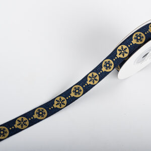 TE-DV046-0050-C006 Dekorációs karácsonyi szalag [16mm x 10m] navykék/arany