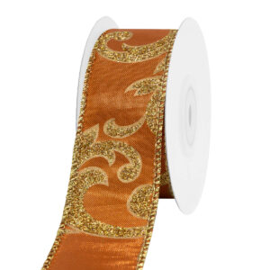 TE-YFC70-0150-G003 Glitter mintás karácsonyi dekor szalag [38mm x 10m] bronz/arany