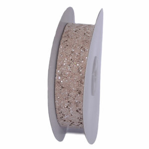 TE-ZCL87-0070-C004 Glitteres csipke dekorációs szalag [22mm x 10m] bézs