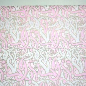 PAP-BO-MINTA-131186-01,14,42 Bordázott vízálló díszcsomagoló papír mintás [50cm x 10m] fehér/rózsaszín