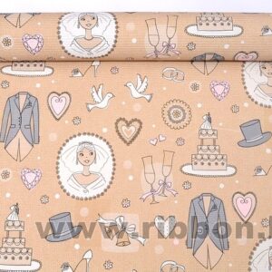 PAP-BO-MINTA-131231-05,02,14 Bordázott vízálló díszcsomagoló papír mintás [50cm x 10m] bézs/rózsaszín/ezüst