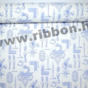 PAP-BO-MINTA-131237-01,28 Bordázott vízálló díszcsomagoló papír mintás [50cm x 10m] fehér/kék