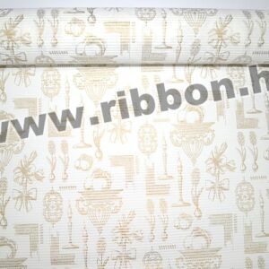 PAP-BO-MINTA-131237-01,42 Bordázott vízálló díszcsomagoló papír mintás [50cm x 10m] fehér/arany