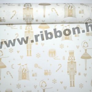 PAP-BO-MINTA-131238-01,42 Bordázott vízálló díszcsomagoló papír mintás [50cm x 10m] fehér/arany