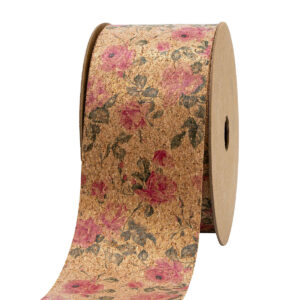 FA-PARM-40-493 Parafa szalag virág mintás [40mm x 5m] natúr/vintage rózsák