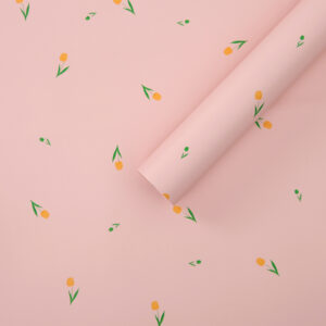 FO-TEKERCSES-FOL-TU-T-161 Díszcsomagoló tulipán mintás fólia tekercs [58cm x 10m] púder rózsaszín/sárga