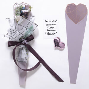 FOL-TAS-01-SE-031 Díszcsomagoló fólia virágtasak - 20 ív/csomag [60cm x 15cm] lila/rose gold