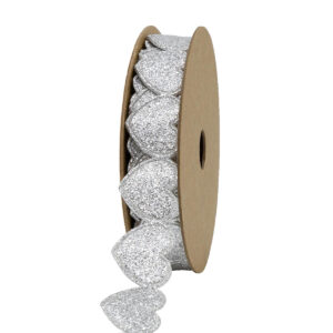 GL-GSZ-15-102 Szí­v alakú glitter szalag  [15mm x 5m] ezüst