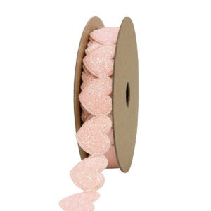 GL-GSZ-15-693 Szí­v alakú glitter szalag  [15mm x 5m] púder barack