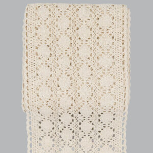 HCS-F2124-A Horgolt csipke anyag [15cm x 4,57m] natúr