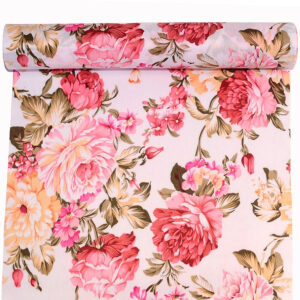 TAFT-DA-JK029-28-A Virág mintás textil anyag [28cm x 5m] fehér/pink/korall/sárga