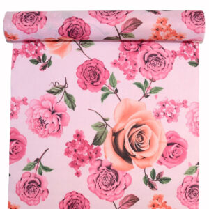 TAFT-DA-JK060-28-A Virág mintás textil anyag [28cm x 5m] rózsaszín/pink/barack