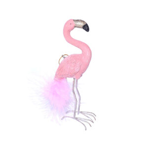 KAR-POLYR-CK516-J1242-flamingó polyresin figura 3,5 x 7 x 13cm rózsaszín/ezüst