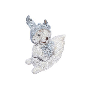 KAR-POLYR-CK516-J1128-mókus karácsonyi polyresin figura 4 x 5 x 5 cm fehér/ezüst