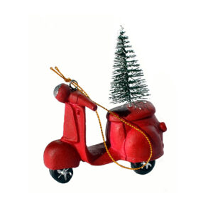 KAR-POLYR-CK516-J027-motor Karácsonyfadísz, fenyőfa szállító motor 10cm x 9cm piros