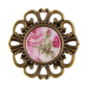 KI-CM023-36-086 Vintage díszítő bross - 10/db csomag [36mm] rózsaszín