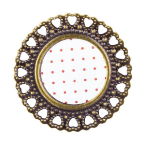 KI-CM034-16-073 Vintage dekorációs bross - 10/csomag [29mm] fehér/piros