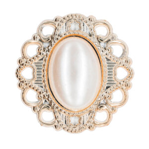 KI-MO-25-073/014 Dekorációs bross gyönggyel - 10 db/csomag [40mm] rose gold/ekrü