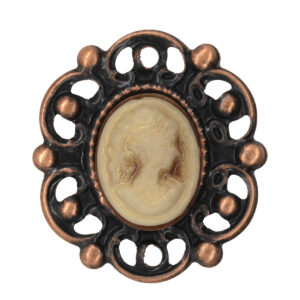 KI-VAF-10-076/044 Vintage díszítő bross - 50db/csomag [17mm x 20mm] antik/krém/barna