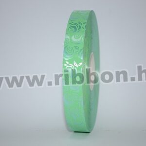 MU-2-111043-34 Dekorációs műanyag rózsa mintázatú kötöző szalag [2cm x 100m] középzöld
