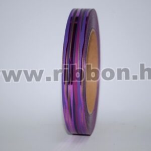 MU-2MEM-115087-22,27,42 Dekorációs műanyag metál csíkos mintázatú szalag [2cm x 50y] ciklámen/lila/arany