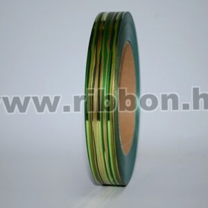 MU-2MEM-115087-35,36,42 Dekorációs műanyag metál csíkos mintázatú szalag [2cm x 50y] zöld/arany
