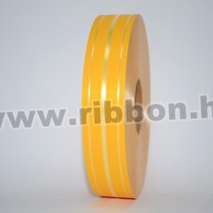 MU-3-111046-08 Dekorációs műanyag csíkos mintázatú kötöző szalag [3cm x 100m] napsárga