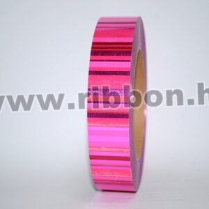 MU-3MEM-115083-15,16,22 Dekorációs műanyag metál, csíkos mintás szalag [3cm x 50y] pink/ciklámen