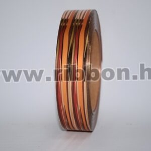 MU-3MEM-115087-10,21,42 Dekorációs műanyag metál, csíkos mintás szalag [3cm x 50y] narancs/bordó/arany