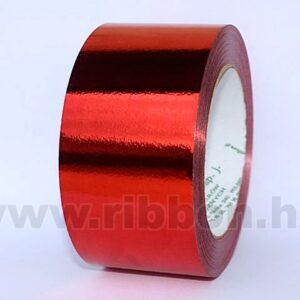 MU-5MES-115002-18 Dekorációs műanyag metál szalag [5cm x 50y] piros