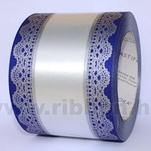 MU-8-113297-02,28,03 Dekorációs műanyag gyász mintás szalag [8cm x 50y] sötétkék/ezüst