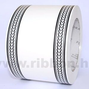 MU-8-113332-01,45 Dekorációs műanyag gyász mintás szalag [8cm x 50y] fehér/fekete