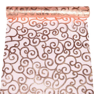 OA-D52-28-1702 Metál mintás organza anyag [28cm x 5m] púder/rose gold