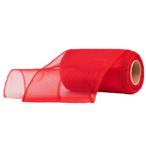 OA-SIMA-11-001 Snow organza anyag sima [11cm x 10 méter] piros