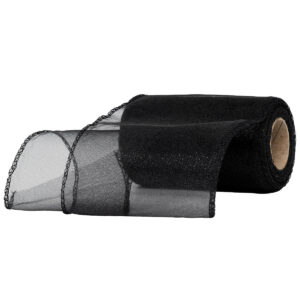 OA-SIMA-11-045 Snow organza anyag sima [11cm x 10 méter] fekete