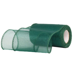OA-SIMA-11-625 Snow organza anyag sima [11cm x 10 méter] sötétzöld/smaragdzöld