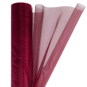 OA-SIMA-23-005 Snow organza anyag sima [23,5cm x 10 méter] bordó
