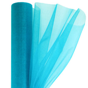 OA-SIMA-23-031 Snow organza anyag sima [23,5cm x 10 méter] türkizkék