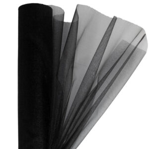 OA-SIMA-23-045 Snow organza anyag sima [23,5cm x 10 méter] fekete