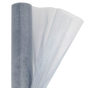 OA-SIMA-23-102 Snow organza anyag sima [23,5cm x 10 méter] ezüst